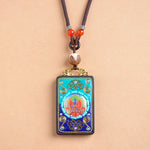 Buddha Stones Medicine Buddha Ebony Wood Peace Necklace Pendant