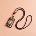 Buddha Stones Thangka Yin Yang Copper Coins Ebony Wood Zakiram Balance Pendant Necklace