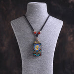 Buddha Stones Thangka Yin Yang Copper Coins Ebony Wood Zakiram Balance Pendant Necklace