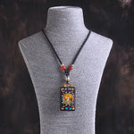 Buddha Stones Thangka Yin Yang Copper Coins Ebony Wood Zakiram Balance Pendant Necklace