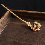 Buddha Stones Gourd Red Agate Bead Calm Confidence Hairpin