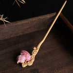 Buddha Stones Gourd Red Agate Bead Calm Confidence Hairpin