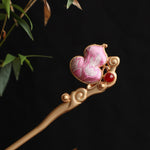 Buddha Stones Gourd Red Agate Bead Calm Confidence Hairpin