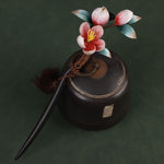 Buddha Stones Ebony Wood Velvet Flower Calm Hairpin