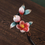 Buddha Stones Ebony Wood Velvet Flower Calm Hairpin
