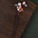 Buddha Stones Ebony Wood Velvet Flower Calm Hairpin