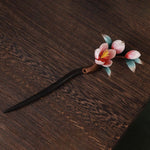 Buddha Stones Ebony Wood Velvet Flower Calm Hairpin