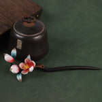 Buddha Stones Ebony Wood Velvet Flower Calm Hairpin