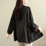 Buddha Stones Spring Crew Neck Long Sleeve Plain Women's Cotton Buttons Shirt With Pockets