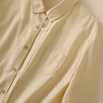 Buddha Stones Spring Lapel Long Sleeve Plain Women's Cotton Buttons Shirt With Pockets