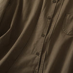 Buddha Stones Spring Lapel Long Sleeve Plain Women's Cotton Buttons Shirt With Pockets