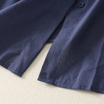 Buddha Stones Summer Stand Collar Short Sleeve Plain Women's Buttons Cotton Shirt With Pocket