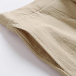 Buddha Stones Plain Lace-up Drawstring Design Men's Ankle-Length Cotton Linen Wide Leg Pants With Pockets
