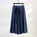 Buddha Stones Plain Lace-up Drawstring Design Men's Ankle-Length Cotton Linen Wide Leg Pants With Pockets