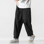 Buddha Stones Summer Solid Drawstring Ankle-Length Men's Cargo Harem Pants With Pockets