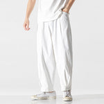 Buddha Stones Summer Solid Drawstring Ankle-Length Men's Cargo Harem Pants With Pockets