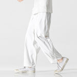 Buddha Stones Summer Solid Drawstring Ankle-Length Men's Cargo Harem Pants With Pockets