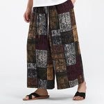 Buddha Stones Summer Patchwork Design 7-8 Length Men's Wide Leg Pants With Pockets
