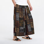 Buddha Stones Summer Patchwork Design 7-8 Length Men's Wide Leg Pants With Pockets