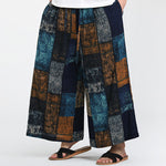 Buddha Stones Summer Patchwork Design 7-8 Length Men's Wide Leg Pants With Pockets