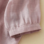 Buddha Stones Plain Crew Neck Buttons Design Three Quarter Sleeve Women's Shirt