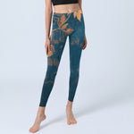 Buddha Stones Elegant Leaf Pattern Print Gym Leggings Women's Yoga Pants