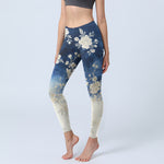 Buddha Stones Elegant Refined Flower Pattern Print Gym Leggings Women's Yoga Pants