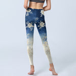 Buddha Stones Elegant Refined Flower Pattern Print Gym Leggings Women's Yoga Pants