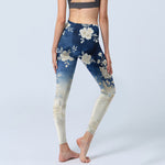 Buddha Stones Elegant Refined Flower Pattern Print Gym Leggings Women's Yoga Pants