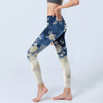 Buddha Stones Elegant Refined Flower Pattern Print Gym Leggings Women's Yoga Pants
