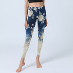 Buddha Stones Elegant Refined Flower Pattern Print Gym Leggings Women's Yoga Pants