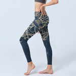 Buddha Stones Retro Mandala Pattern Print Gym Leggings Women's Yoga Pants