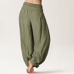Buddha Stones Pure Cotton Elegant Butterfly Dandelion Pattern Women's Elastic Waist Harem Pants