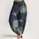 Buddha Stones Cotton Dreamlike Dandelion Butterfly Pattern Women's Elastic Waist Harem Pants