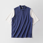 Buddha Stones Summer 2 In 1 Stripes Stand Collar Short Sleeve Frog-Button Men's Cotton Shirt