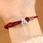 Buddha Stones 999 Sterling Silver Fu Character Zongzi Fortune Luck Rope Bracelet