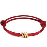Buddha Stones 999 Gold Ring Design Handmade Luck Braided Red Rope Bracelet Anklet