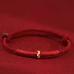 Buddha Stones 999 Gold Ring Design Handmade Luck Braided Red Rope Bracelet Anklet