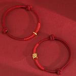 Buddha Stones 999 Gold Ring Design Handmade Luck Braided Red Rope Bracelet Anklet