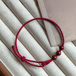 Buddha Stones Handmade Cinnabar Beads Calm Blessing Braided Rope Bracelet