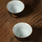 Buddha Stones Small Hand-painted Golden Crane Ceramic Teacup Kung Fu Tea Cup 40ml