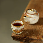 Buddha Stones Handcrafted Golden Arowana Koi Fish Ceramic Teacup Kung Fu Tea Cup Teapot