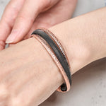 Buddha Stones Retro Textured Flower Pattern Twisted Copper Balance Luck Open Cuff Bracelet Bangle