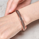 Buddha Stones Simple Twisted Design Copper Balance Luck Open Cuff Bracelet Bangle