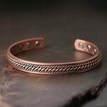 Buddha Stones Simple Twisted Design Copper Balance Luck Open Cuff Bracelet Bangle
