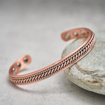 Buddha Stones Simple Twisted Design Copper Balance Luck Open Cuff Bracelet Bangle