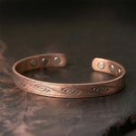 Buddha Stones Spiral Pattern Copper Balance Open Adjustable Cuff Bracelet Bangle