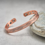Buddha Stones Spiral Pattern Copper Balance Open Adjustable Cuff Bracelet Bangle