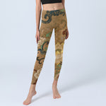 Buddha Stones Traditional Lotus Flower Cloud Pattern Print Gym Leggings Women's Yoga Pants