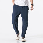 Buddha Stones Drawstring Elastic Waist Ankle-Length Men's Polyester Pants With Pockets